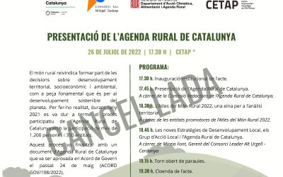 SESSIÓ CANCEL·LADA! Presentació de l’Agenda Rural de Catalunya i l’Atles del Món Rural a l’Alt Urgell i la Cerdanya